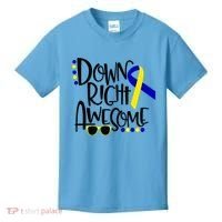 Down Right Awesome Down Syndrome Awareness Ribbon Kids T-Shirt thumb 0