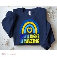 Down Right Amazing Rainbow Down Syndrome Awareness Sweatshirt thumb 2