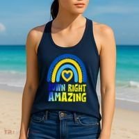 Down Right Amazing Rainbow Down Syndrome Awareness Women's Tank Top thumb 2