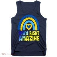 Down Right Amazing Rainbow Down Syndrome Awareness Tank Top thumb 0