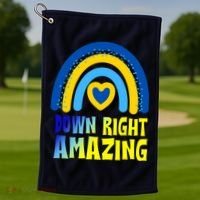 Down Right Amazing Rainbow Down Syndrome Awareness Golf Towel thumb 1