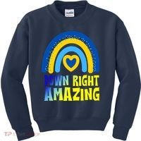 Down Right Amazing Rainbow Down Syndrome Awareness Kids Sweatshirt thumb 0