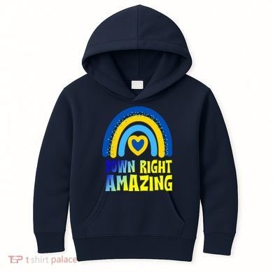 Down Right Amazing Rainbow Down Syndrome Awareness Kids Hoodie