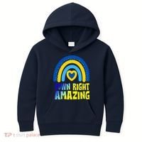 Down Right Amazing Rainbow Down Syndrome Awareness Kids Hoodie thumb 0