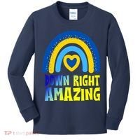 Down Right Amazing Rainbow Down Syndrome Awareness Kids Long Sleeve Shirt thumb 0