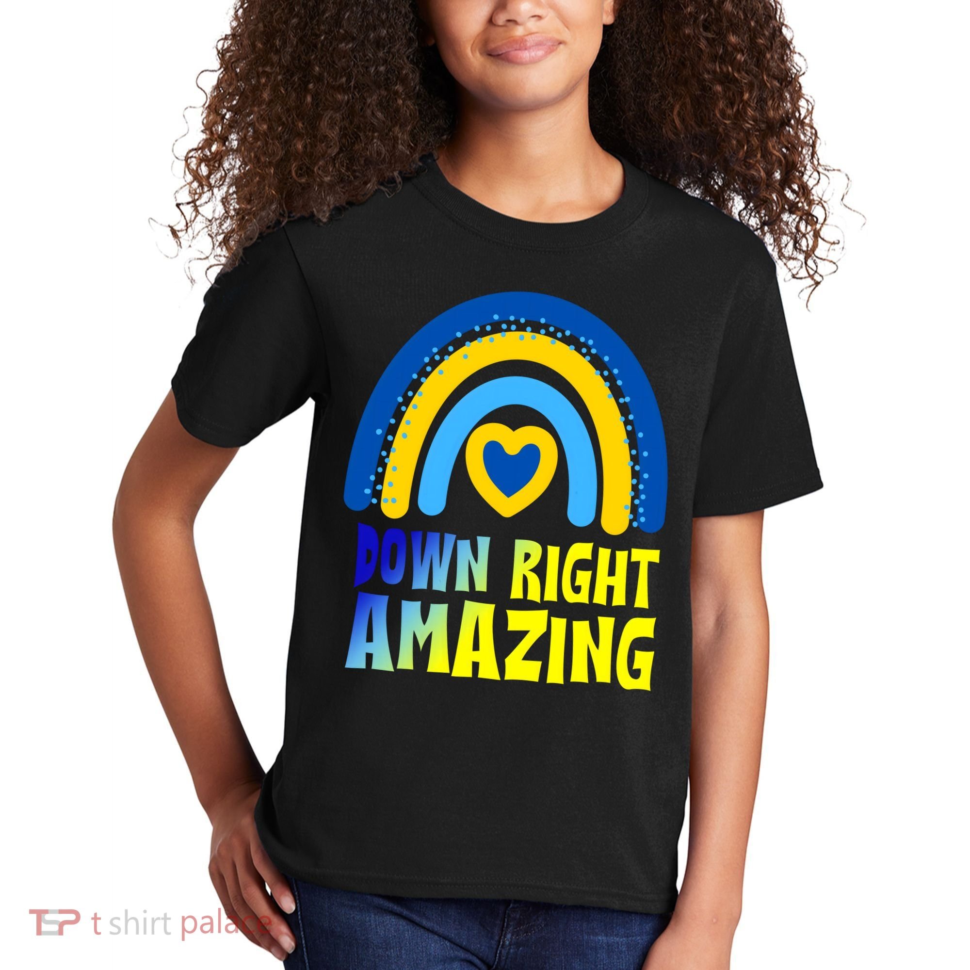 Down Right Amazing Rainbow Down Syndrome Awareness Kids T-Shirt