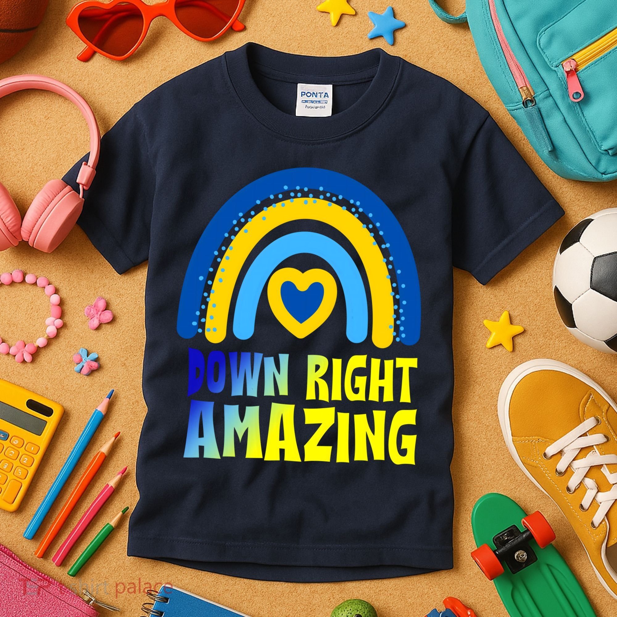 Down Right Amazing Rainbow Down Syndrome Awareness Kids T-Shirt