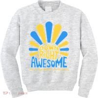 Down Right Awesome World Down Syndrome Awareness Kids Sweatshirt thumb 0