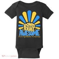 Down Right Awesome World Down Syndrome Awareness Baby Bodysuit thumb 0
