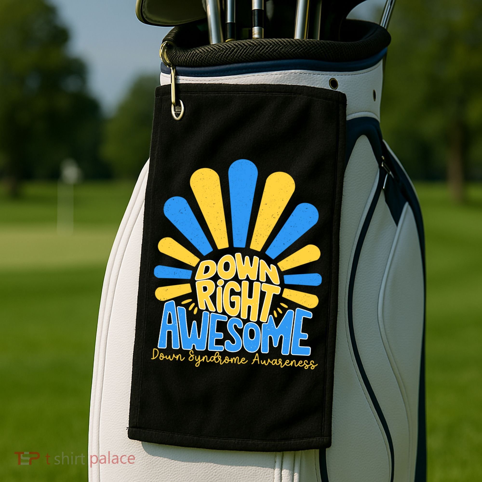 Down Right Awesome World Down Syndrome Awareness Golf Towel