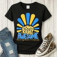 Down Right Awesome World Down Syndrome Awareness Women's T-Shirt thumb 3