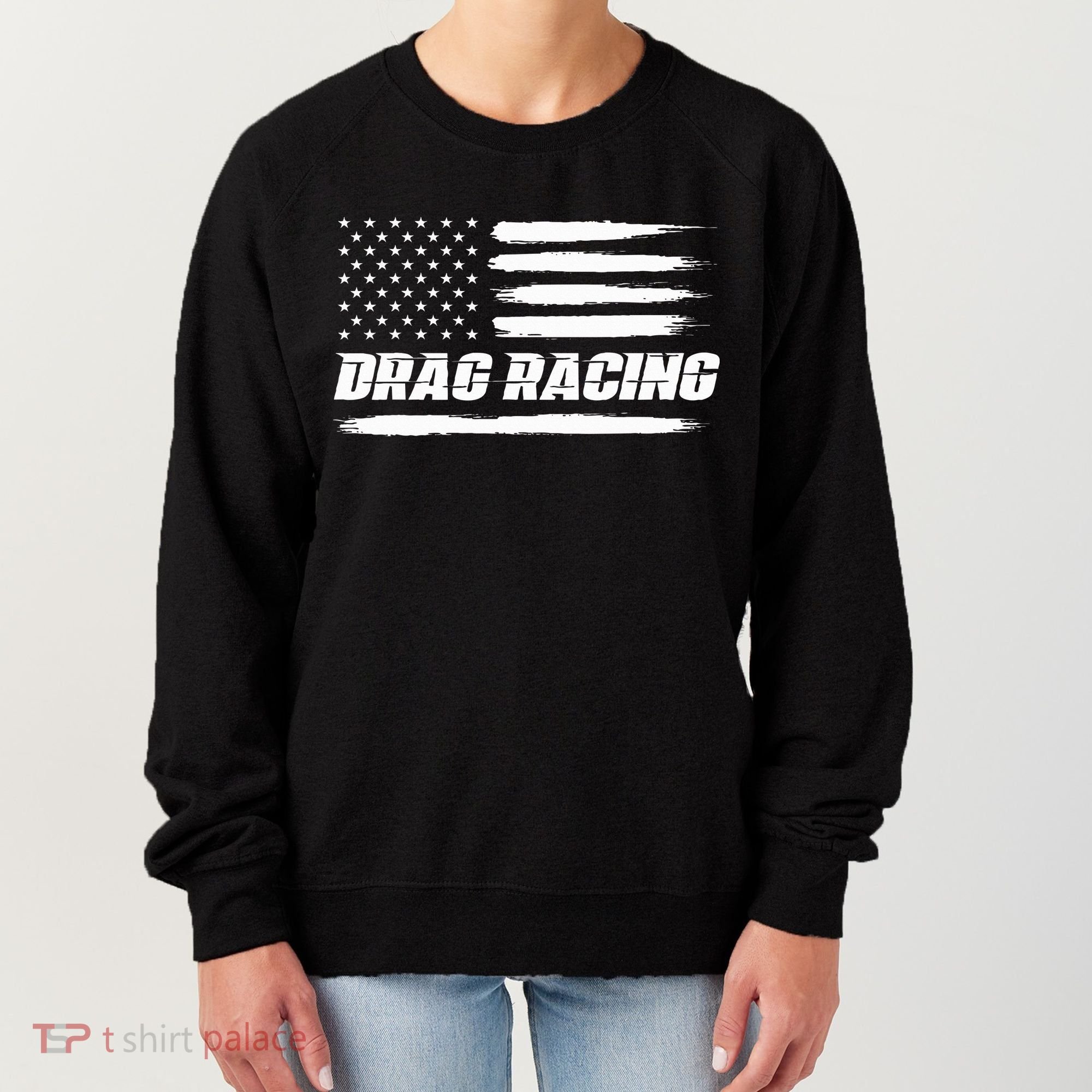 Drag Racing American Flag Drag Racer Race Women's Sweatshirt