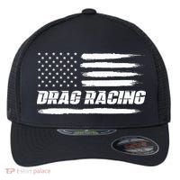 Drag Racing American Flag Drag Racer Race Flexfit Unipanel Trucker Cap thumb 0