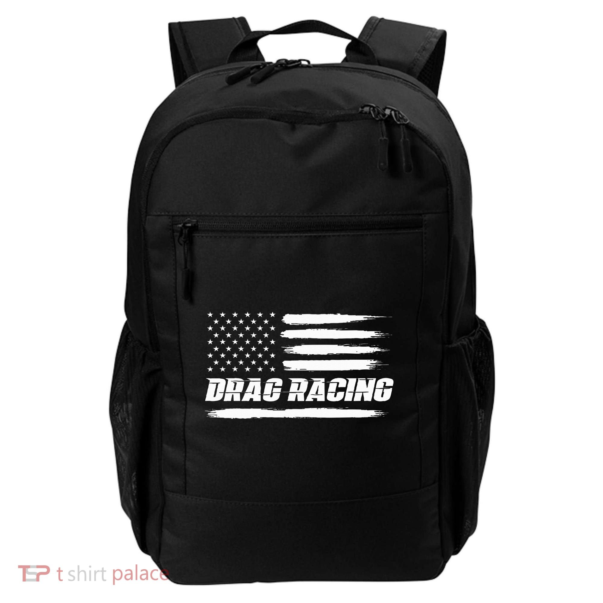 Drag Racing American Flag Drag Racer Race Backpack