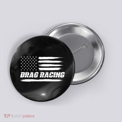 Drag Racing American Flag Drag Racer Race Button