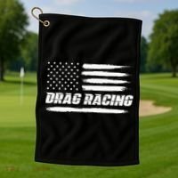 Drag Racing American Flag Drag Racer Race Golf Towel thumb 1