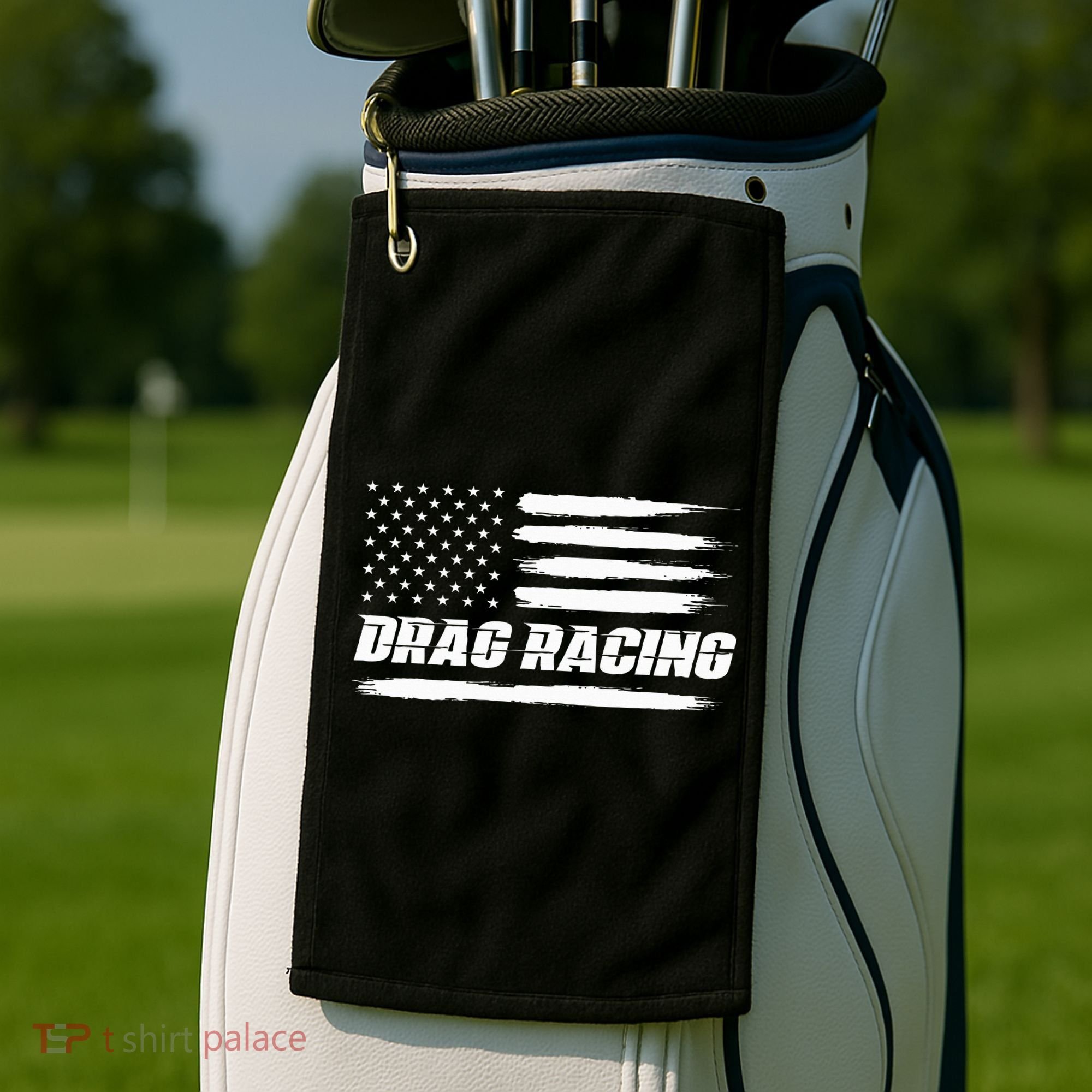 Drag Racing American Flag Drag Racer Race Golf Towel