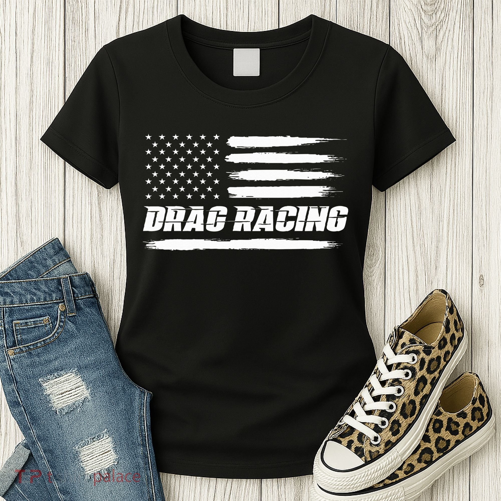 Drag Racing American Flag Drag Racer Race Women's T-Shirt