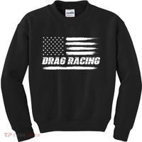 Drag Racing American Flag Drag Racer Race Kids Sweatshirt thumb 0