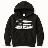 Drag Racing American Flag Drag Racer Race Kids Hoodie thumb 0