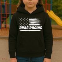 Drag Racing American Flag Drag Racer Race Kids Hoodie thumb 3