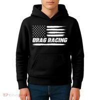Drag Racing American Flag Drag Racer Race Kids Hoodie thumb 4