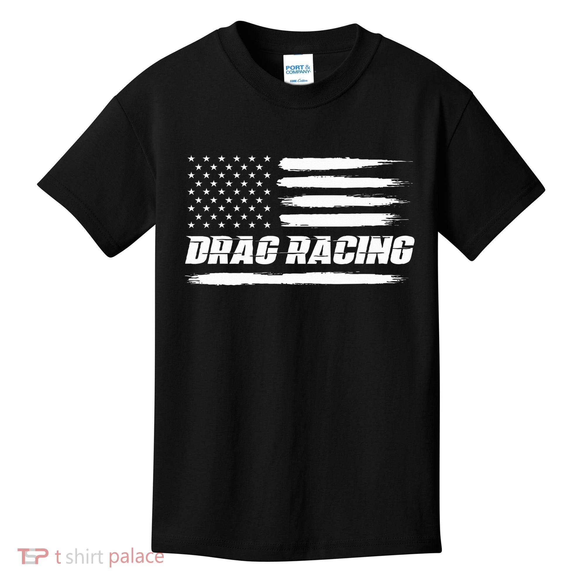 Drag Racing American Flag Drag Racer Race Kids T-Shirt