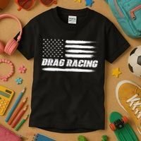 Drag Racing American Flag Drag Racer Race Kids T-Shirt thumb 3