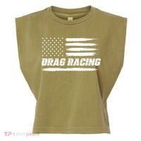Drag Racing American Flag Drag Racer Race Garment-Dyed Women's Muscle Tee thumb 0