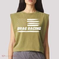 Drag Racing American Flag Drag Racer Race Garment-Dyed Women's Muscle Tee thumb 2