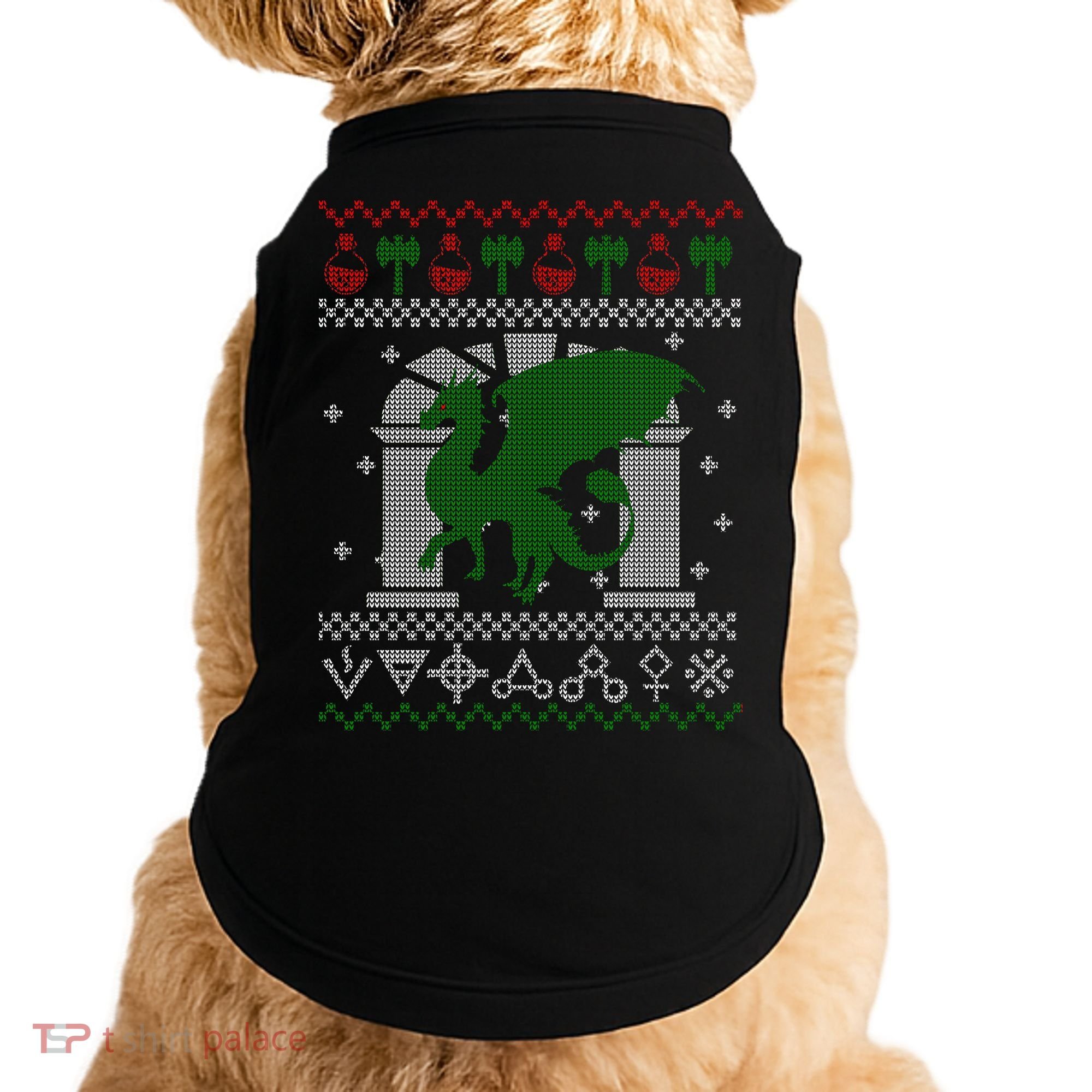 Dragon DnD Ugly Christmas Sweater Doggie Tank