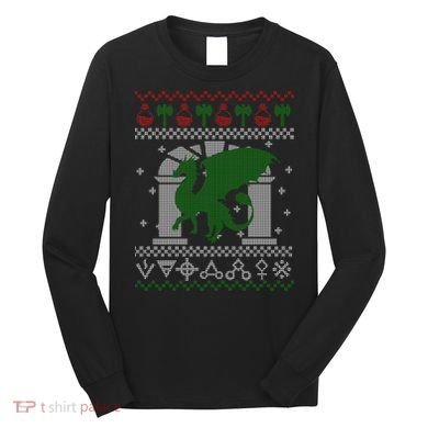 Dragon DnD Ugly Christmas Sweater Long Sleeve Shirt