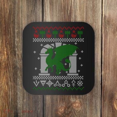 Dragon DnD Ugly Christmas Sweater Coaster