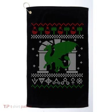 Dragon DnD Ugly Christmas Sweater Golf Towel