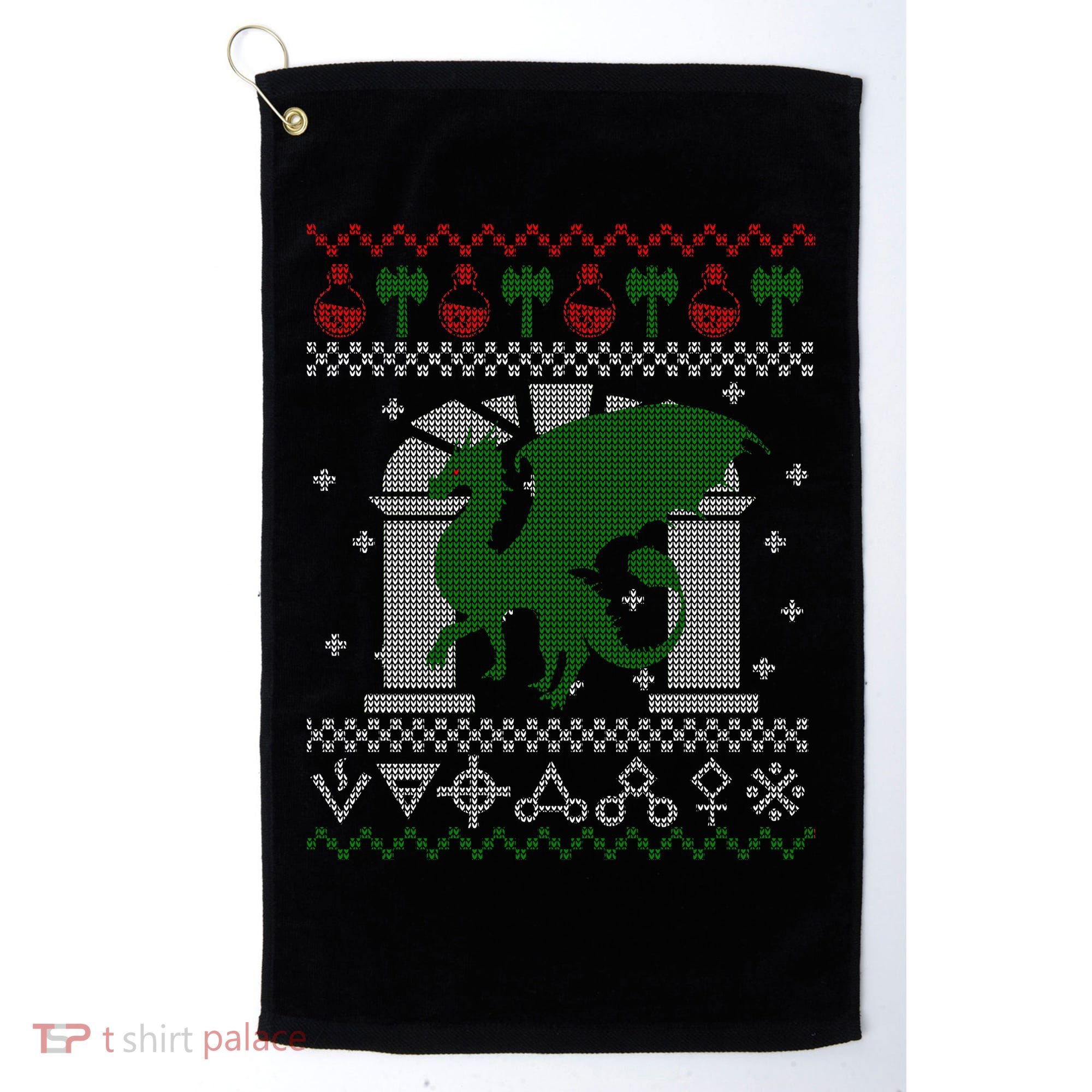 Dragon DnD Ugly Christmas Sweater Golf Towel