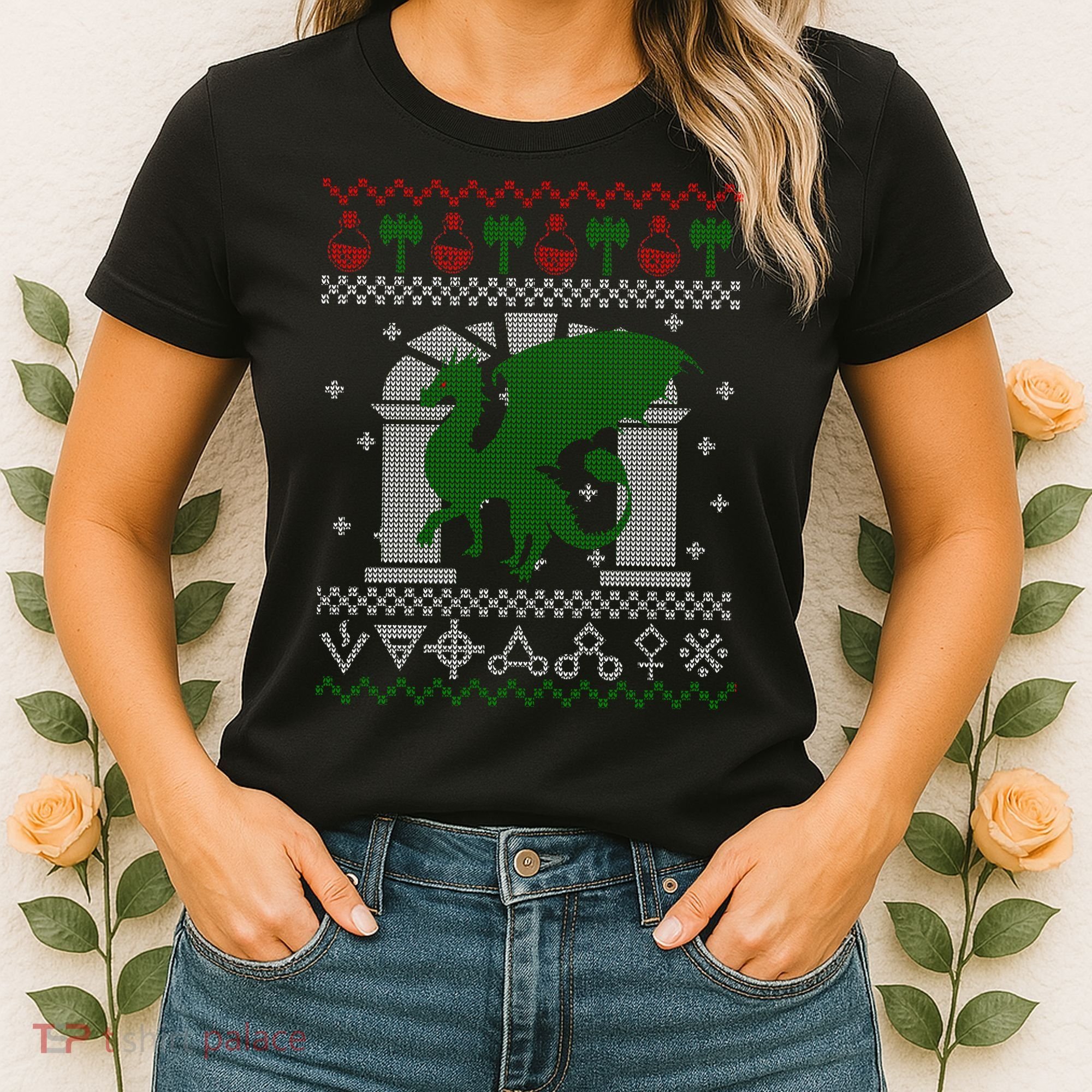 Dragon DnD Ugly Christmas Sweater Women's T-Shirt