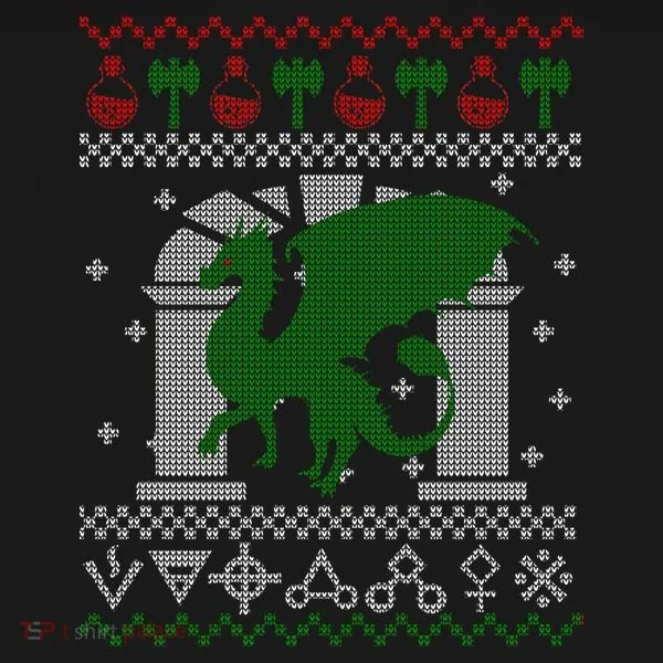 Dragon DnD Ugly Christmas Sweater Kids Long Sleeve Shirt