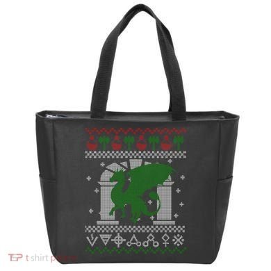 Dragon DnD Ugly Christmas Sweater Tote Bag