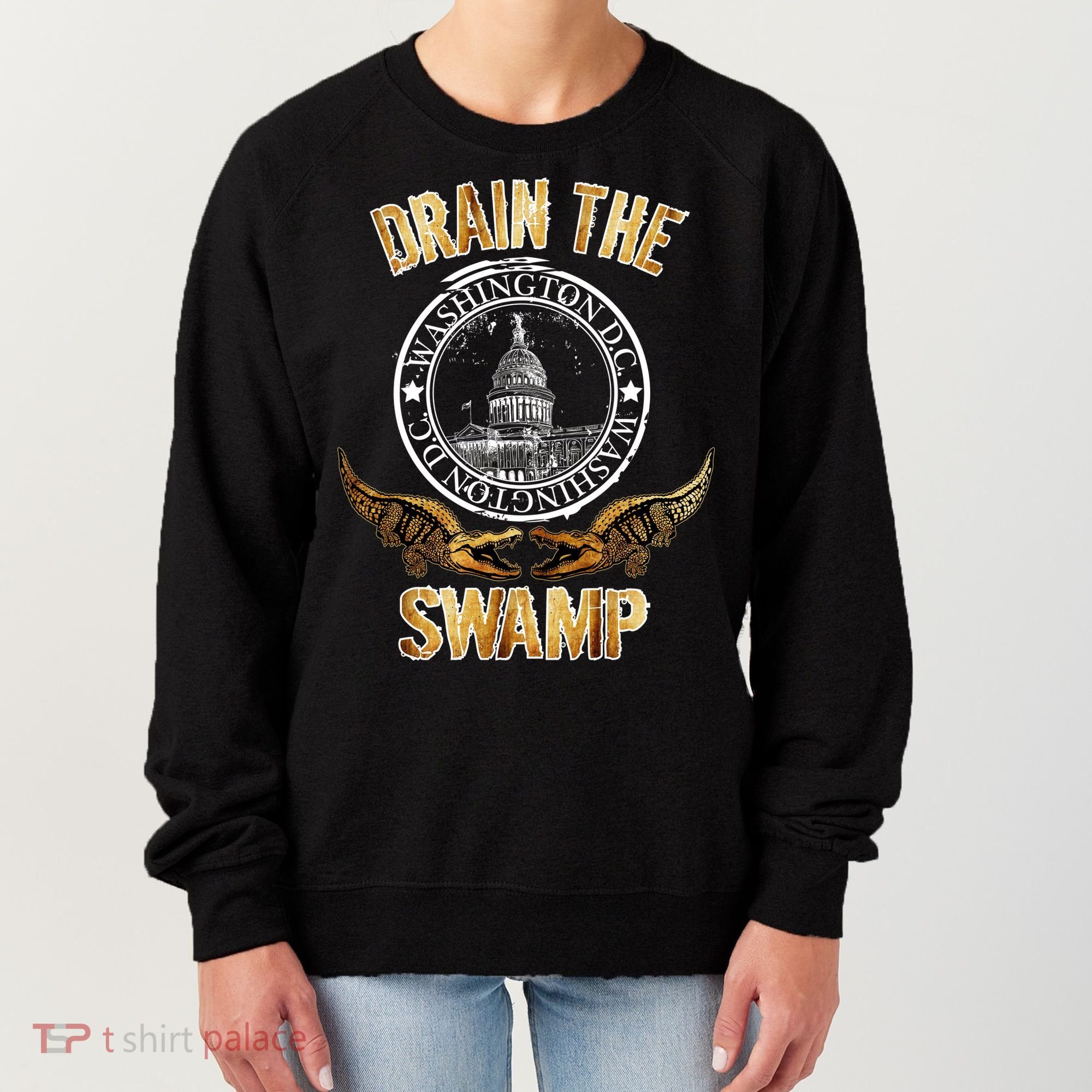 Drain The Swamp Washington DC Alligator Logo Trump Women's Sweatshirt