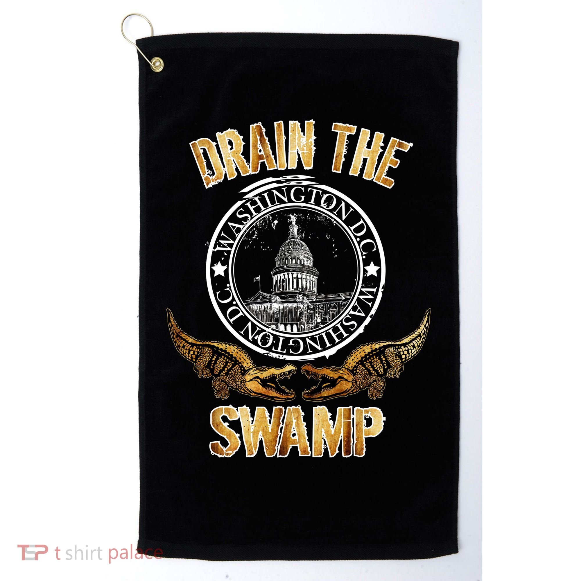 Drain The Swamp Washington DC Alligator Logo Trump Golf Towel