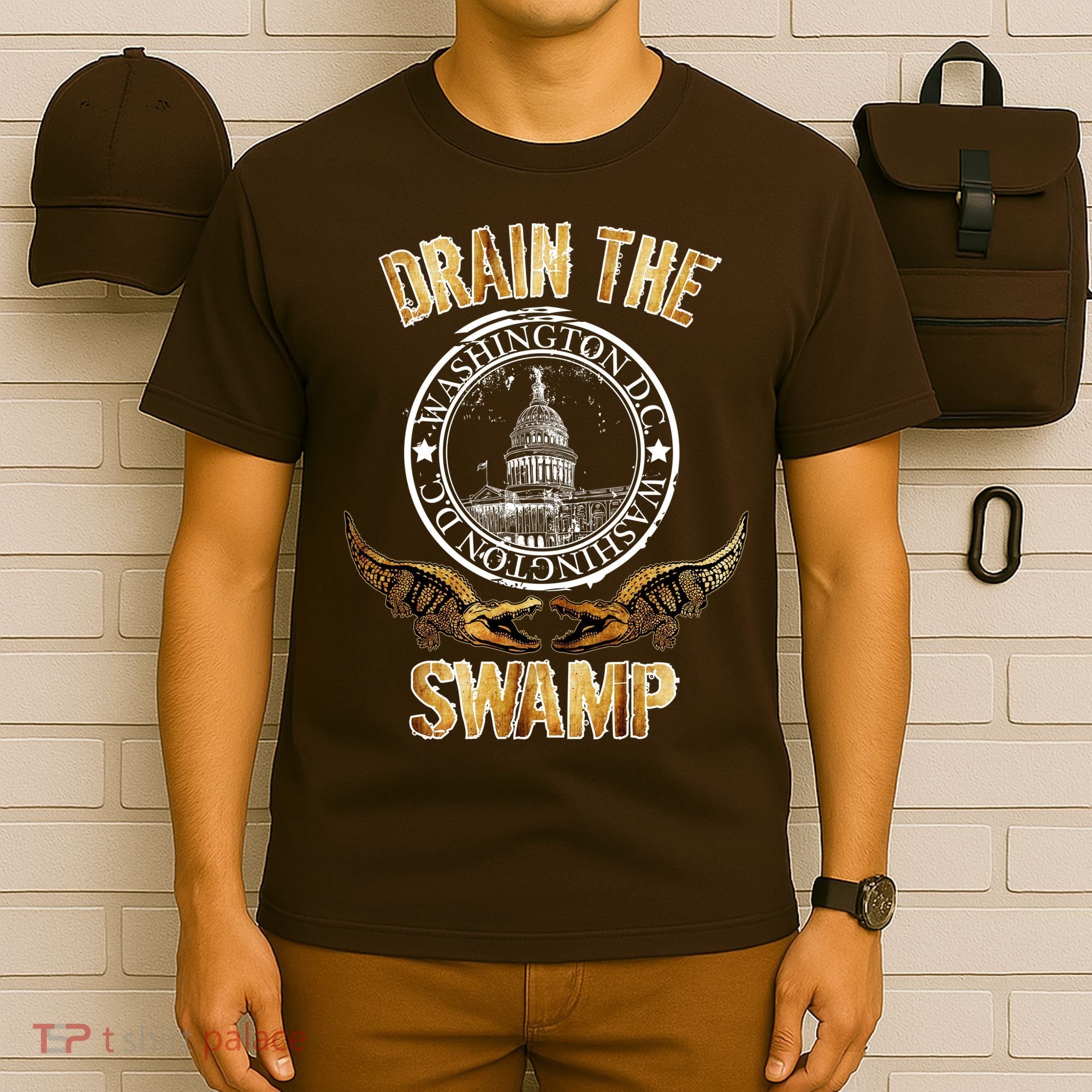 Drain The Swamp Washington DC Alligator Logo Trump T-Shirt