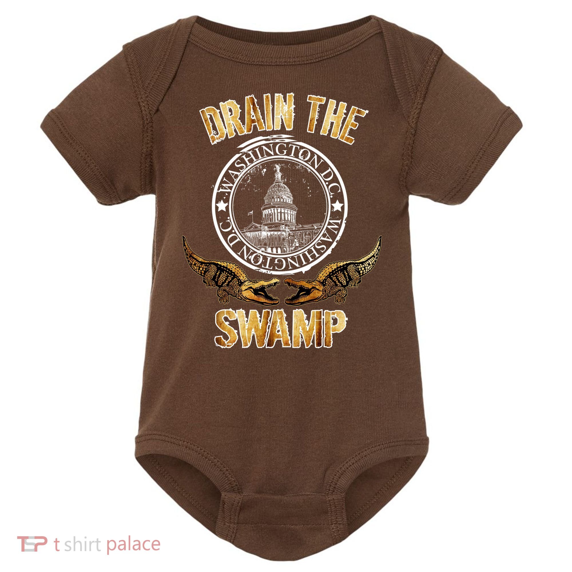 Drain The Swamp Washington DC Alligator Logo Trump Baby Bodysuit