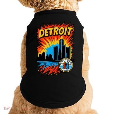 Detroit Retro Comic Style Doggie Tank