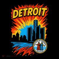Detroit Retro Comic Style Backpack thumb 2