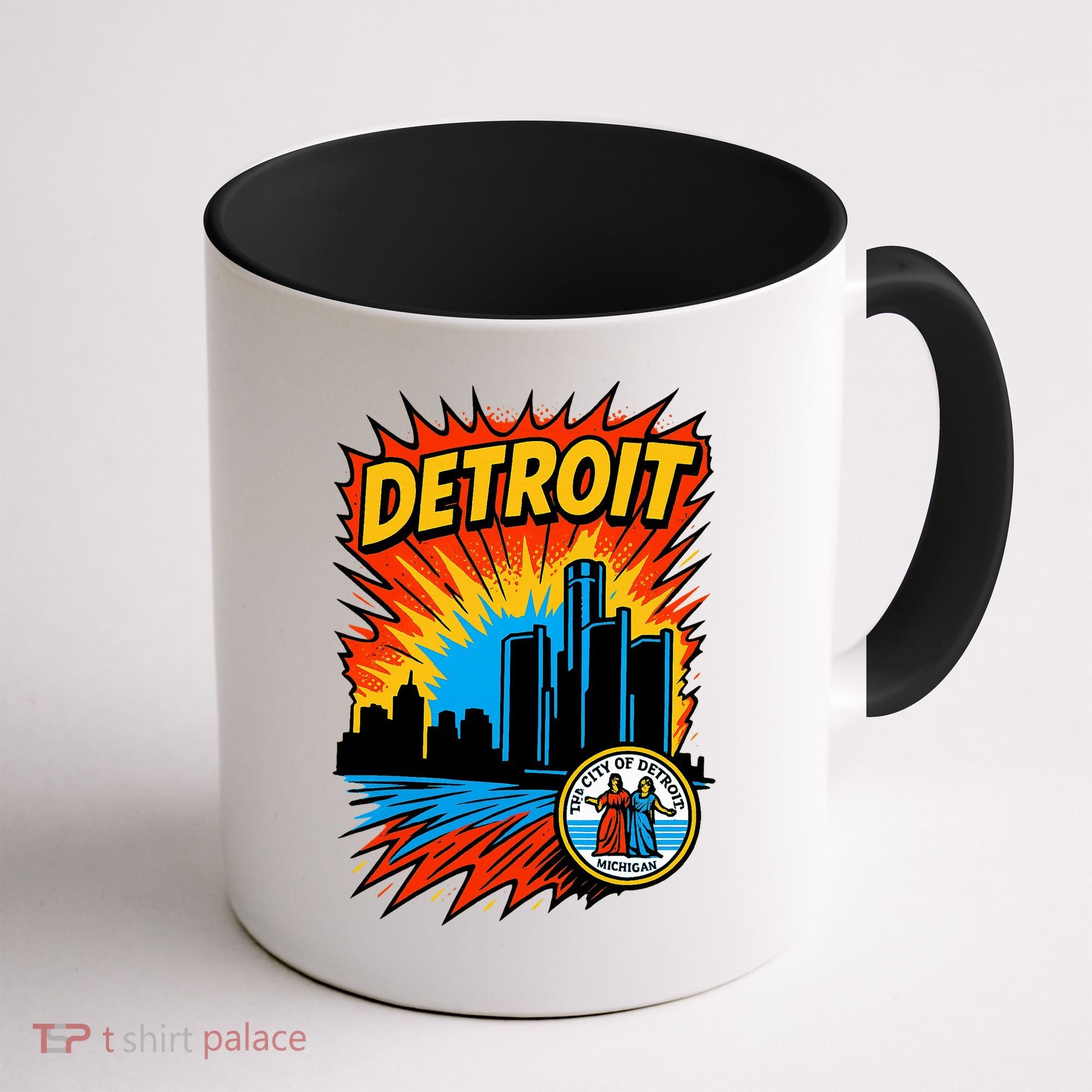 Detroit Retro Comic Style Coffee Mug