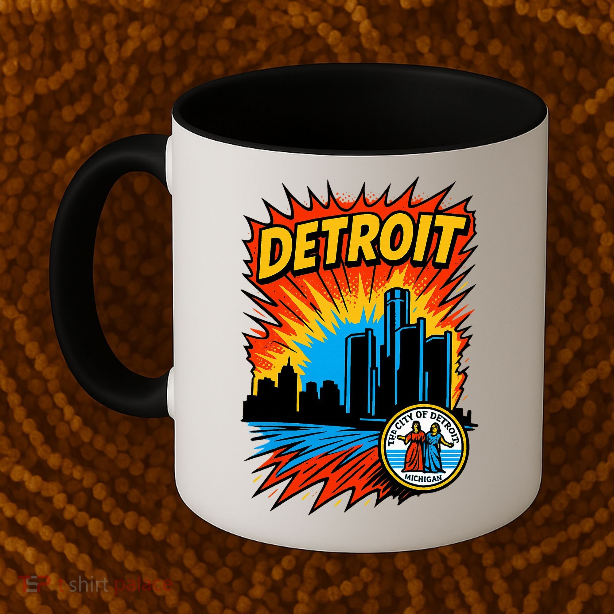 Detroit Retro Comic Style Coffee Mug