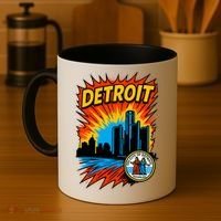 Detroit Retro Comic Style Coffee Mug thumb 4