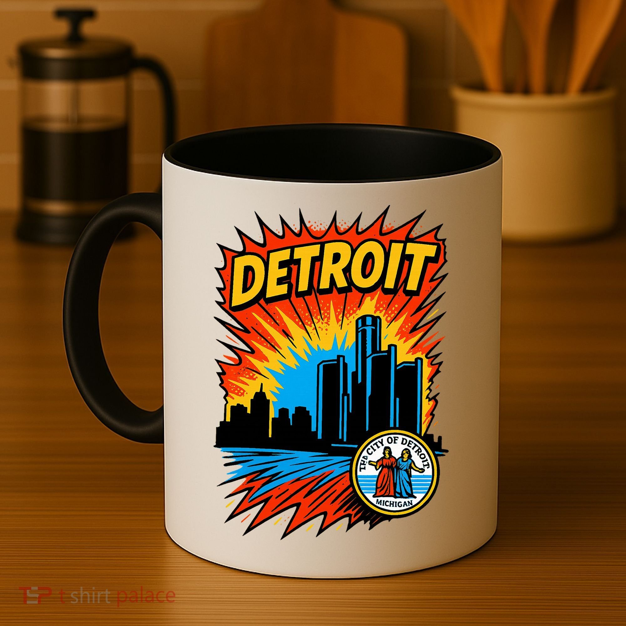 Detroit Retro Comic Style Coffee Mug
