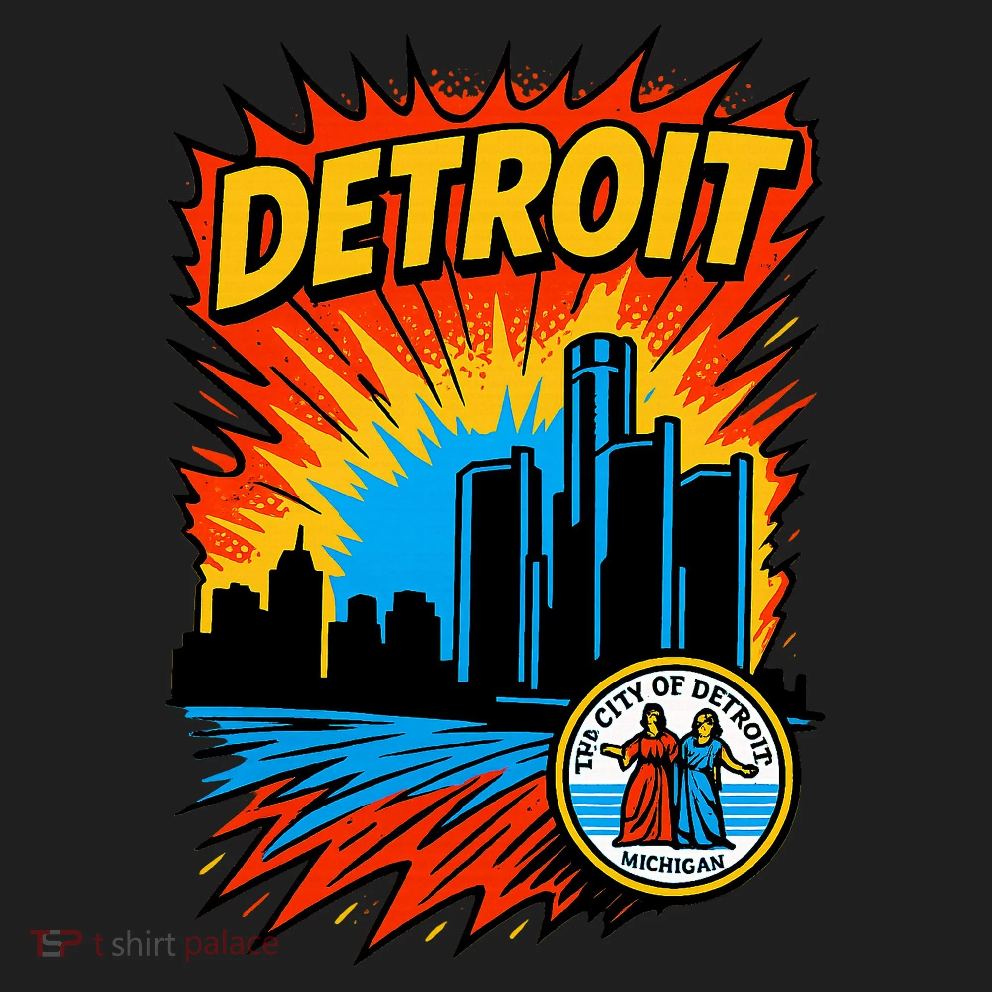 Detroit Retro Comic Style Beanie