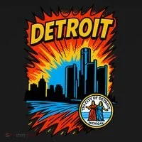 Detroit Retro Comic Style Women's Hoodie thumb 2